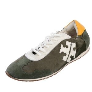 Tory Burch Suede Printed Sneakers in Green and Neutrals Size 9.5